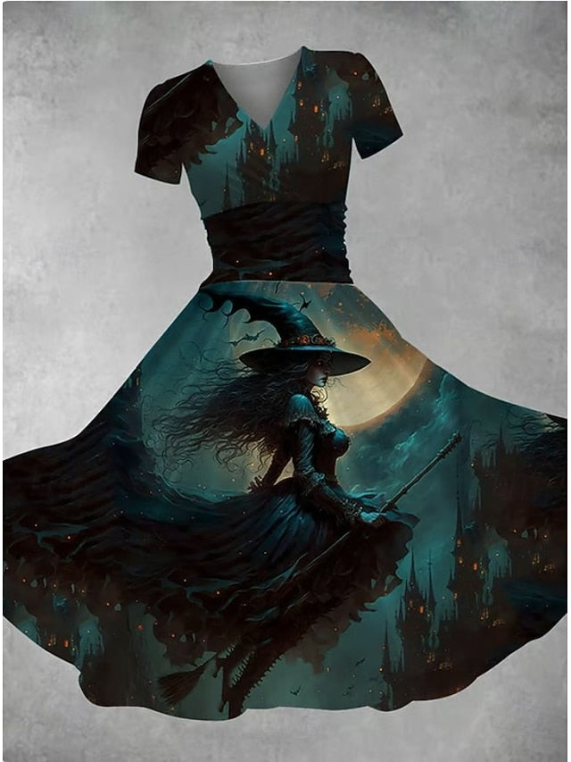 Halloween Women's Bloodstain Print Midi Dress