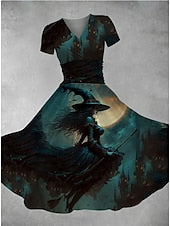 Halloween Women's Bloodstain Print Midi Dress