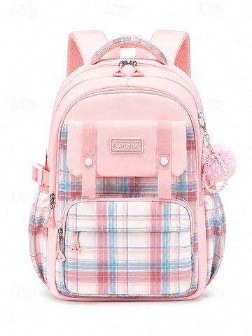 Girls Plaid Backpack for School