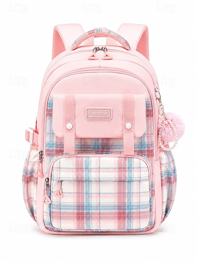 Girls Plaid Backpack for School