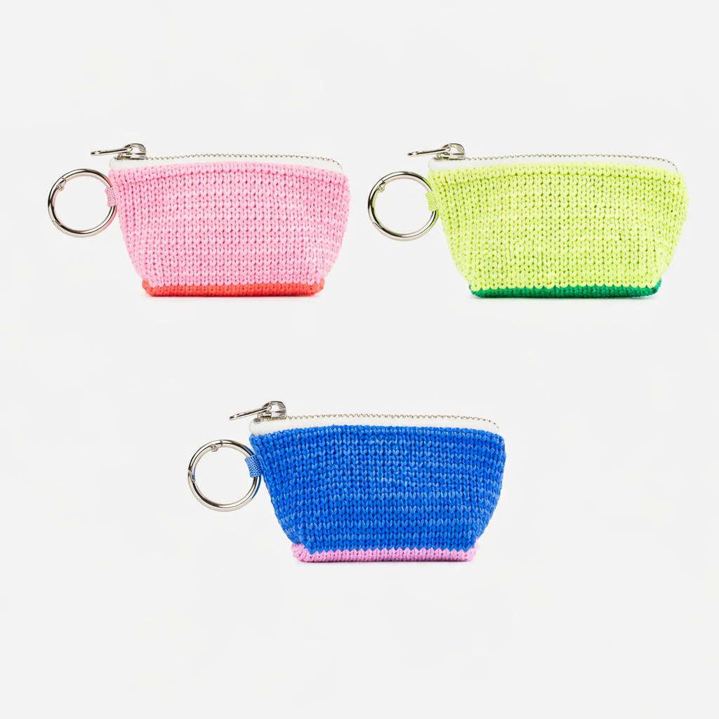 Veraloop Two-Tone Raffia Mini Keychain Pouch