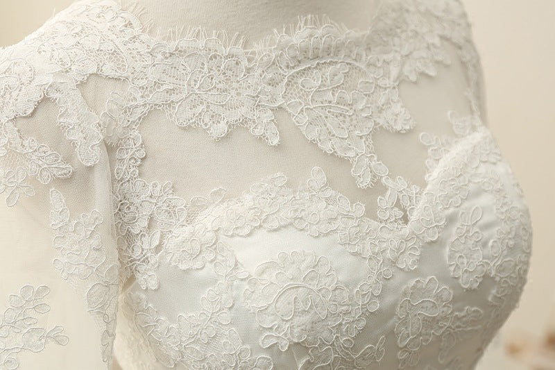 Vintage Satin Long Sleeves Trail Lace Wedding Dresses