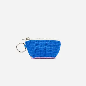 Veraloop Two-Tone Raffia Mini Keychain Pouch