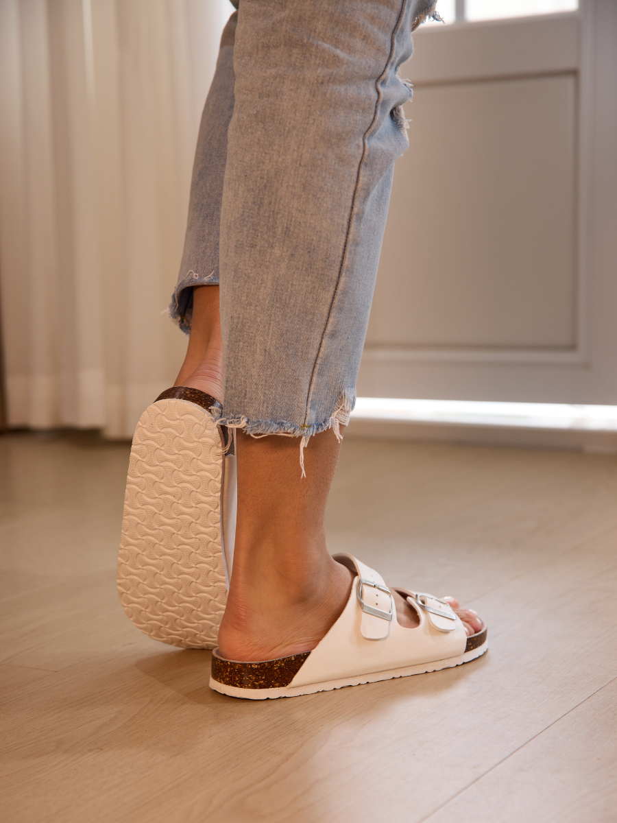 Signature Double Strap Footbed Sandal - White