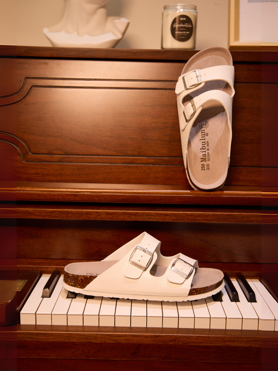 Signature Double Strap Footbed Sandal - White