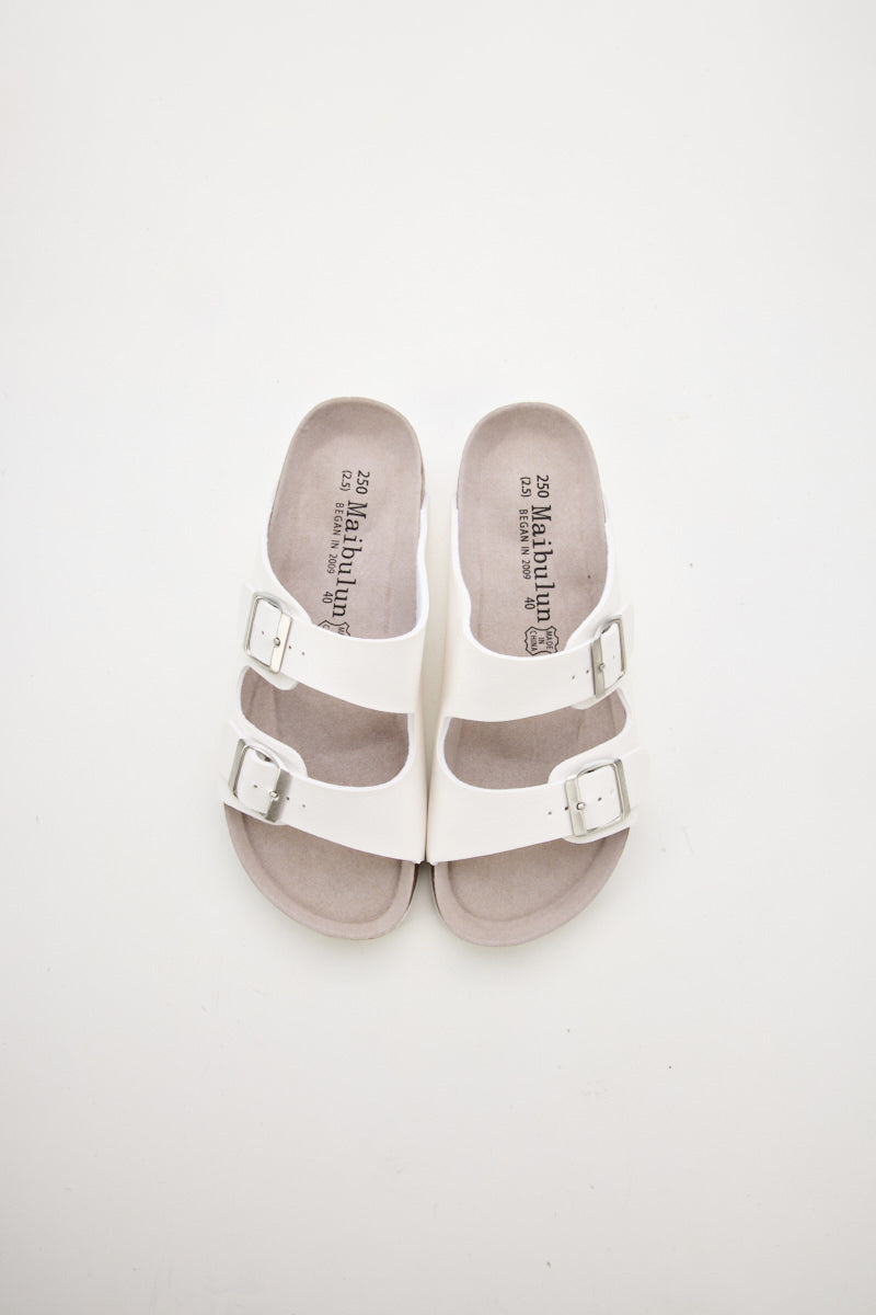 Signature Double Strap Footbed Sandal - White