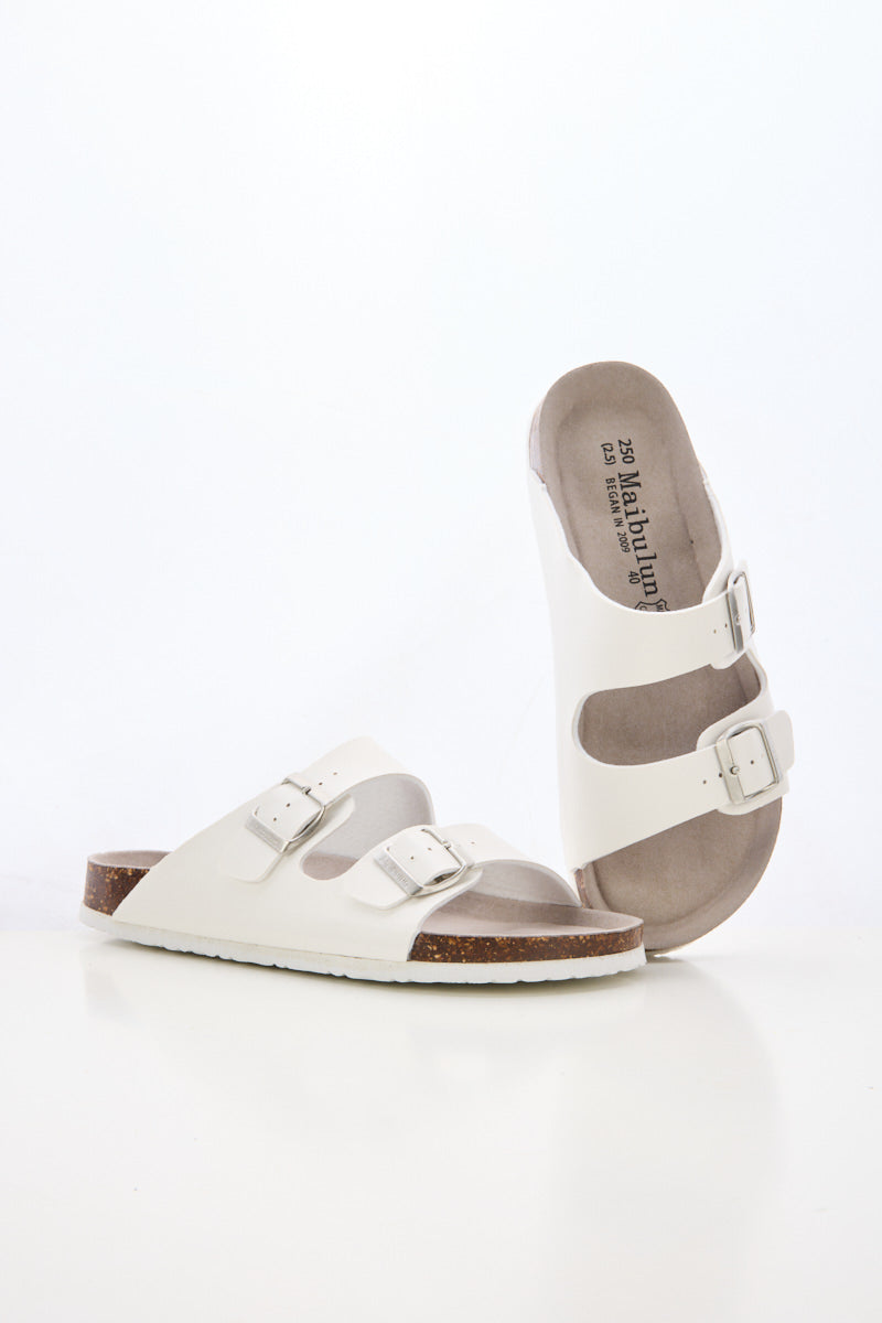 Signature Double Strap Footbed Sandal - White
