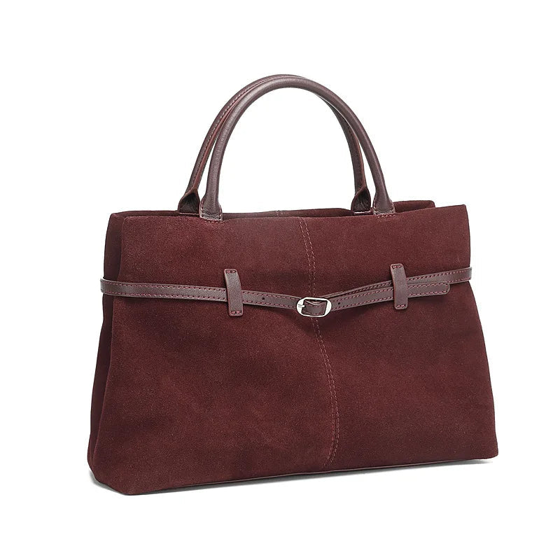 Suede Cowhide Genuine Leather Tote Handbags - Women Luxury Crossbody Bag
