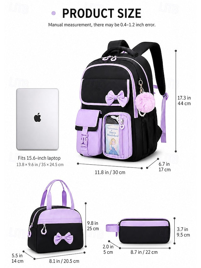 Girls' 3-Piece School Backpack Set