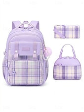 Girls Plaid Backpack for School