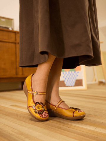 Mabel Floral Leather Mary Jane