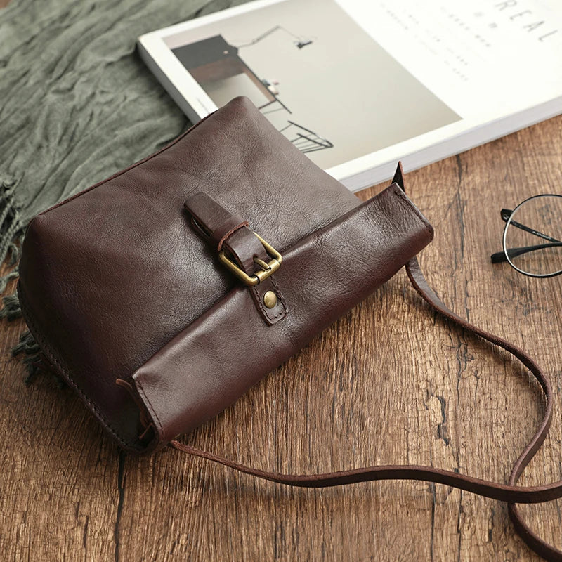 Genuine Leather Crossbody Bag Retro Small Messenger Purse