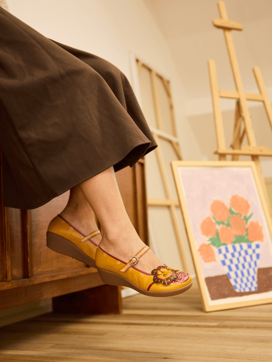 Mabel Floral Leather Mary Jane