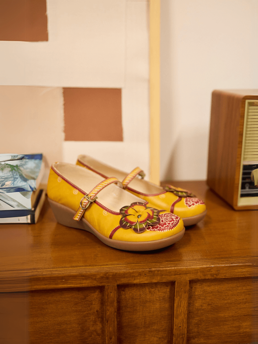 Mabel Floral Leather Mary Jane