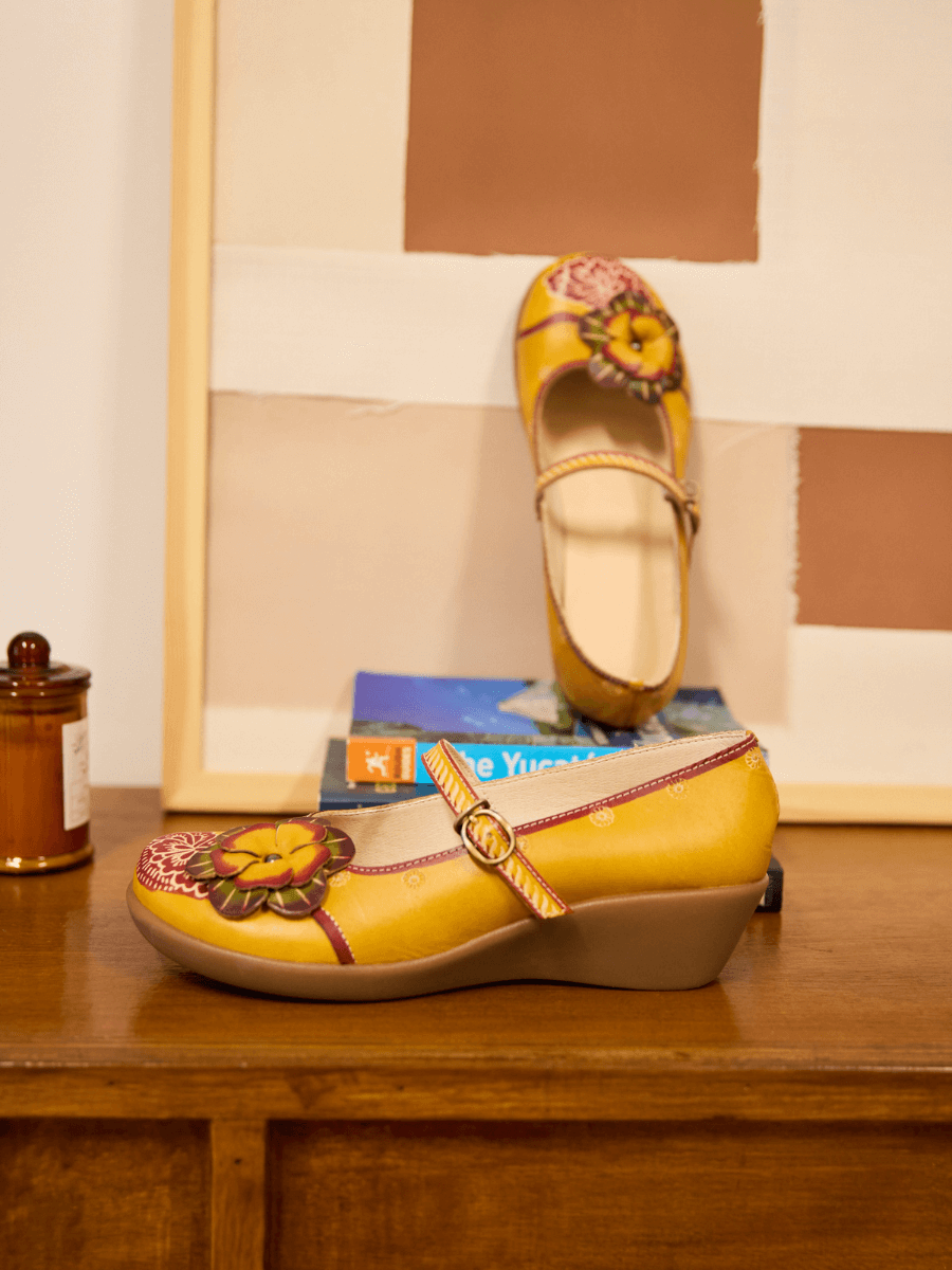 Mabel Floral Leather Mary Jane