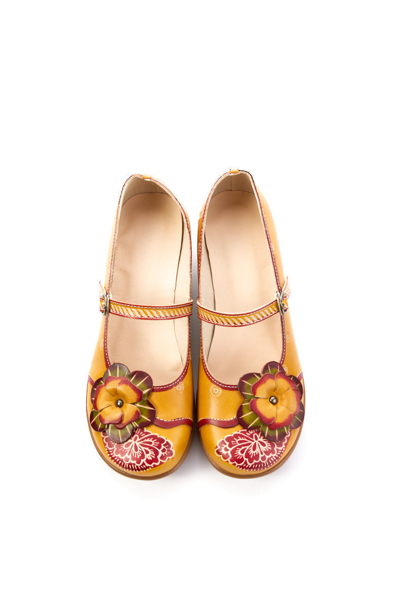 Mabel Floral Leather Mary Jane