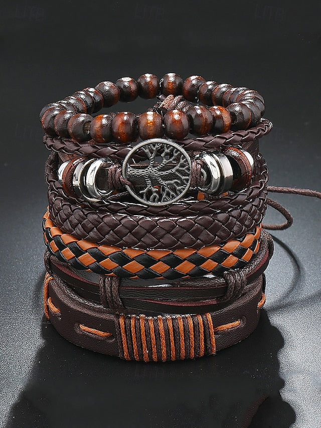 Men's Leather Bracelet Set