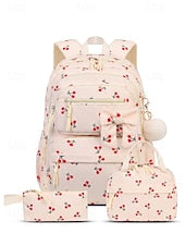 Girl's Corduroy Backpack Set, 3 Piece Cute School Backpack with Large Capacity Multi Compartments, Laptop Sleeve, Adjustable Straps, Luggage Strap, Travel College Bag for Girls, Available in Multiple
