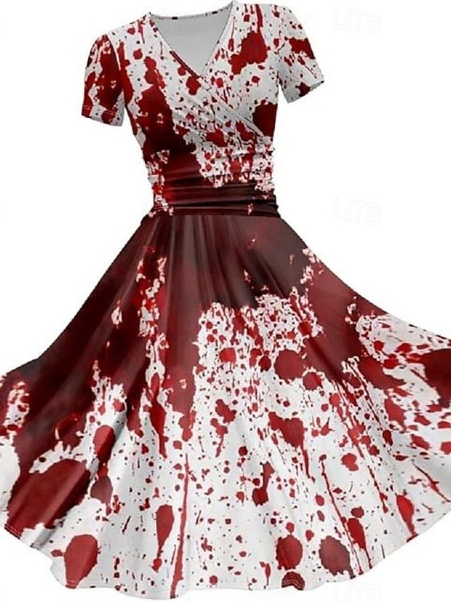 Halloween Women's Bloodstain Print Midi Dress
