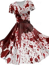Halloween Women's Bloodstain Print Midi Dress