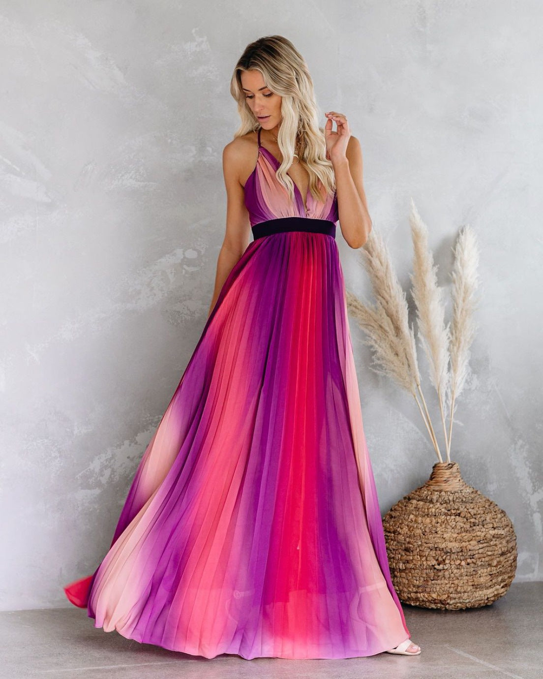 Sexy Women Rainbow Design Long Maxi Dresses