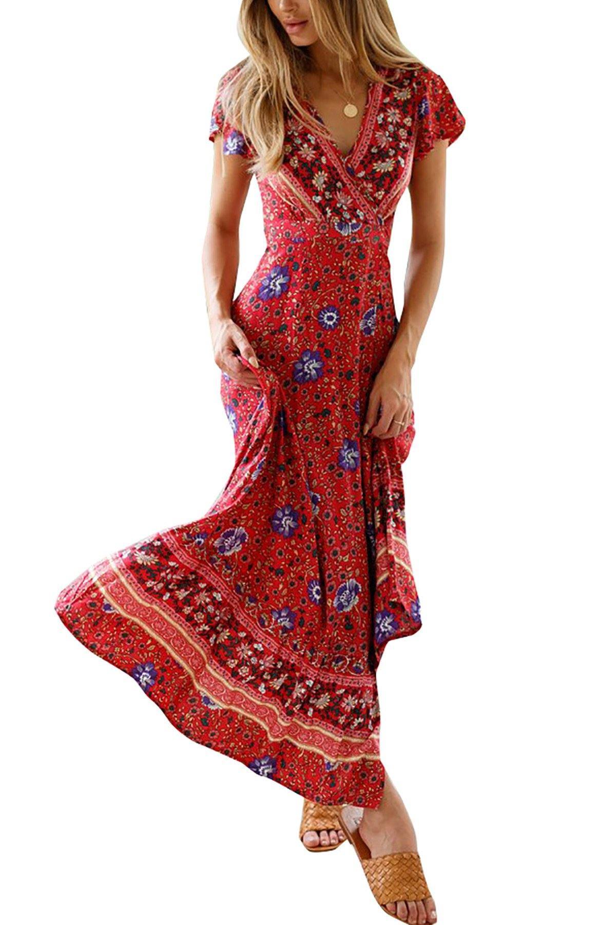 Bohemia Split Front Summer Beach Long Dresses-STYLEGOING