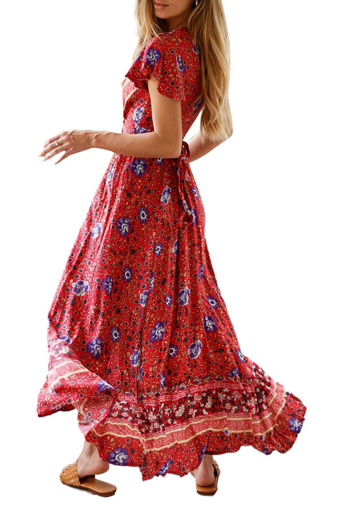 Bohemia Split Front Summer Beach Long Dresses-STYLEGOING