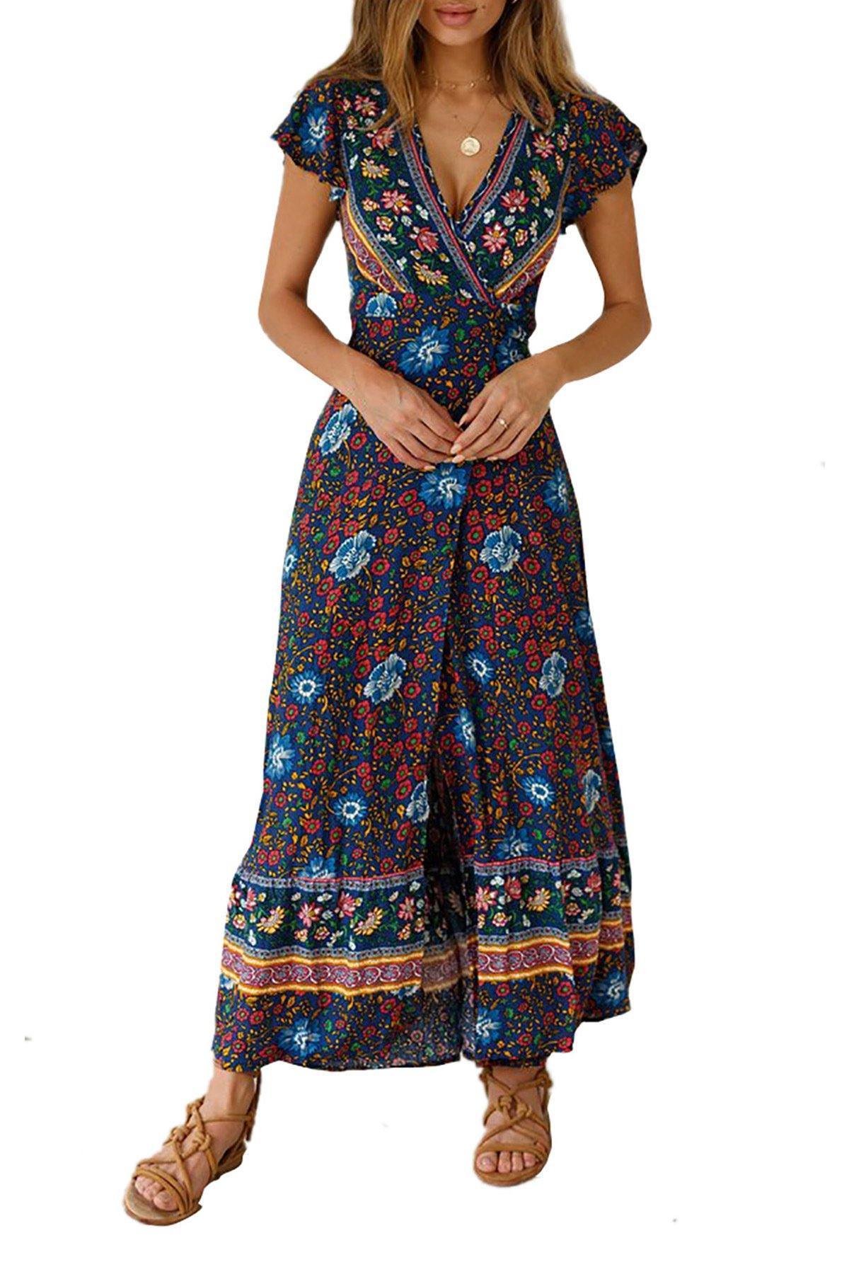 Bohemia Split Front Summer Beach Long Dresses-STYLEGOING