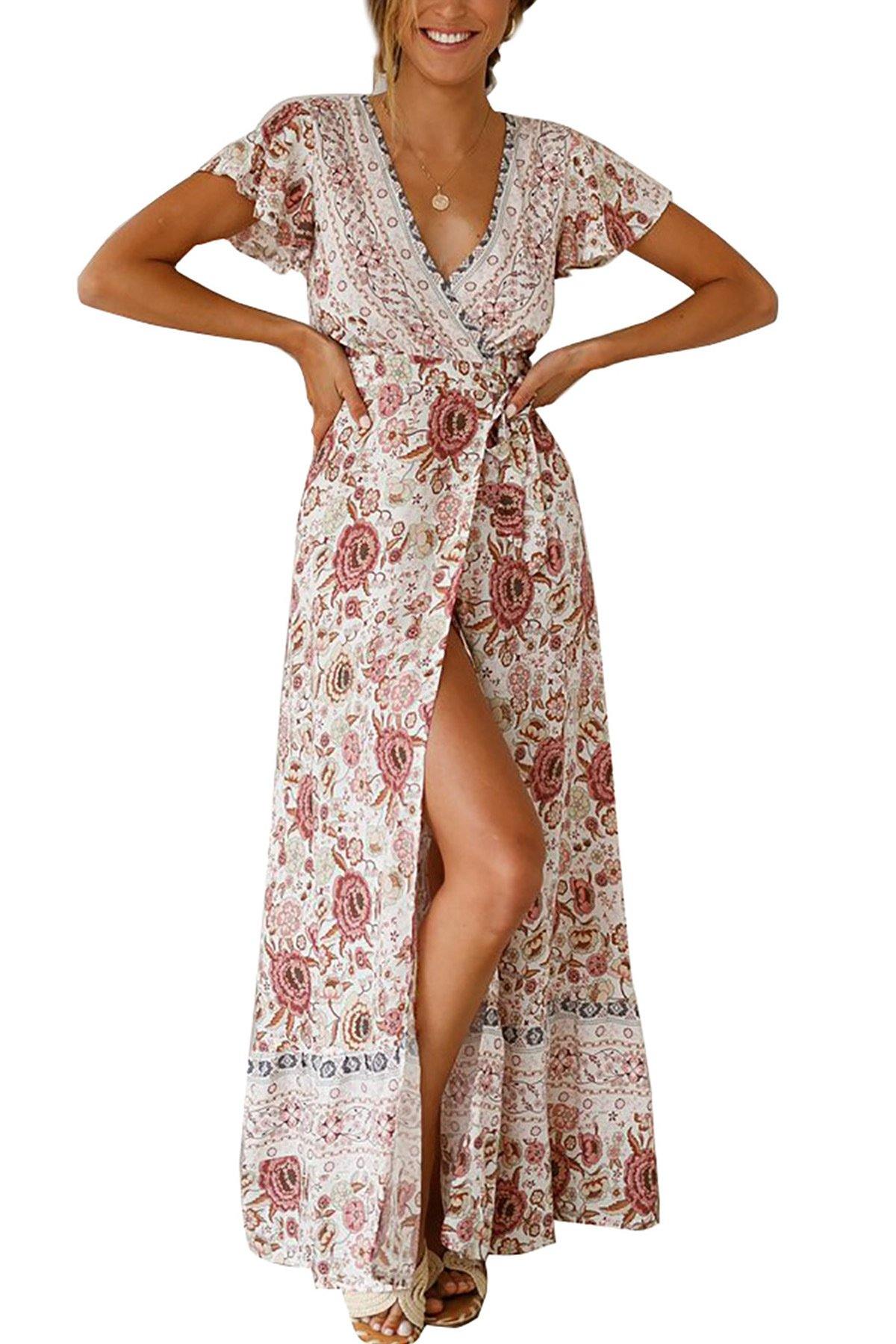 Bohemia Split Front Summer Beach Long Dresses-STYLEGOING