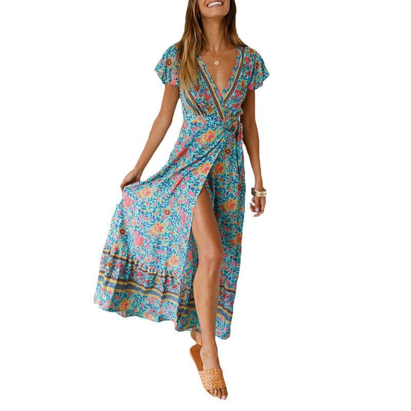 Bohemia Split Front Summer Beach Long Dresses-STYLEGOING