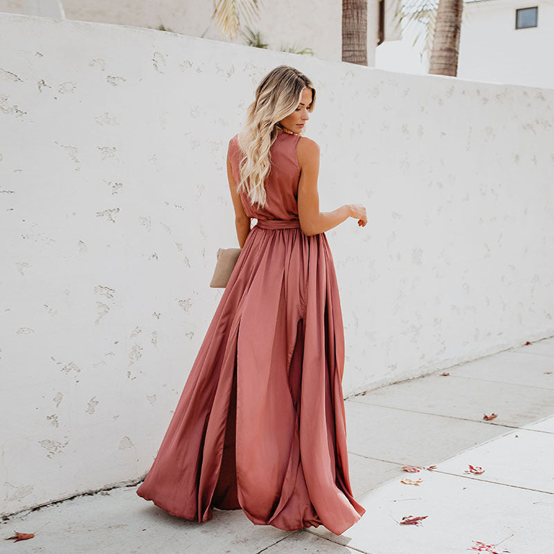 Summer Boho V Neck Sleeves Long Dresses