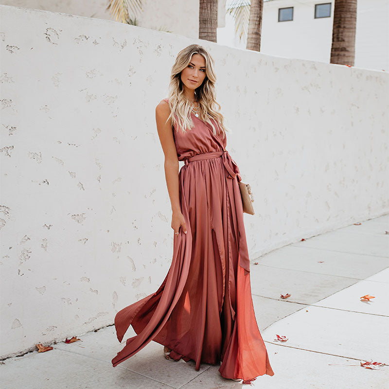 Summer Boho V Neck Sleeves Long Dresses