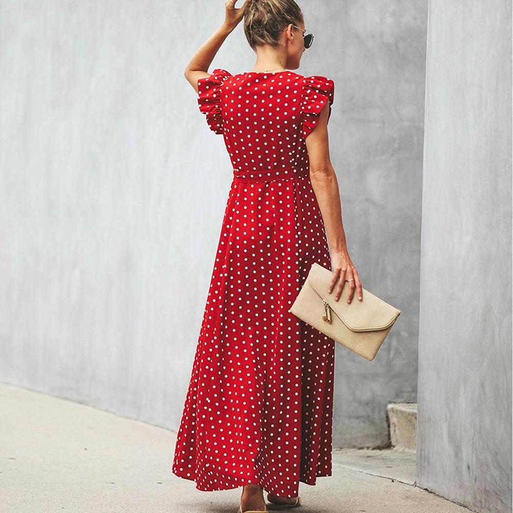 Fashion Summer Dot Print Long Dresses-STYLEGOING