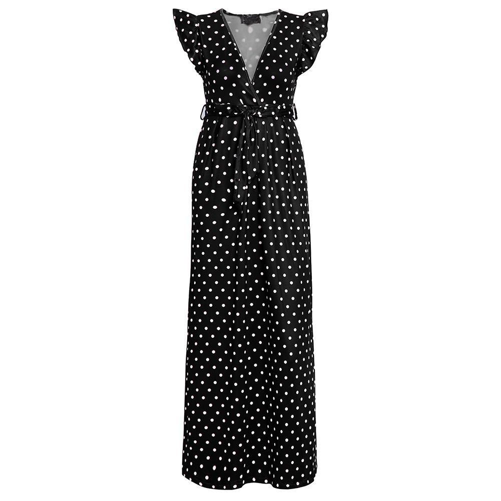 Fashion Summer Dot Print Long Dresses-STYLEGOING