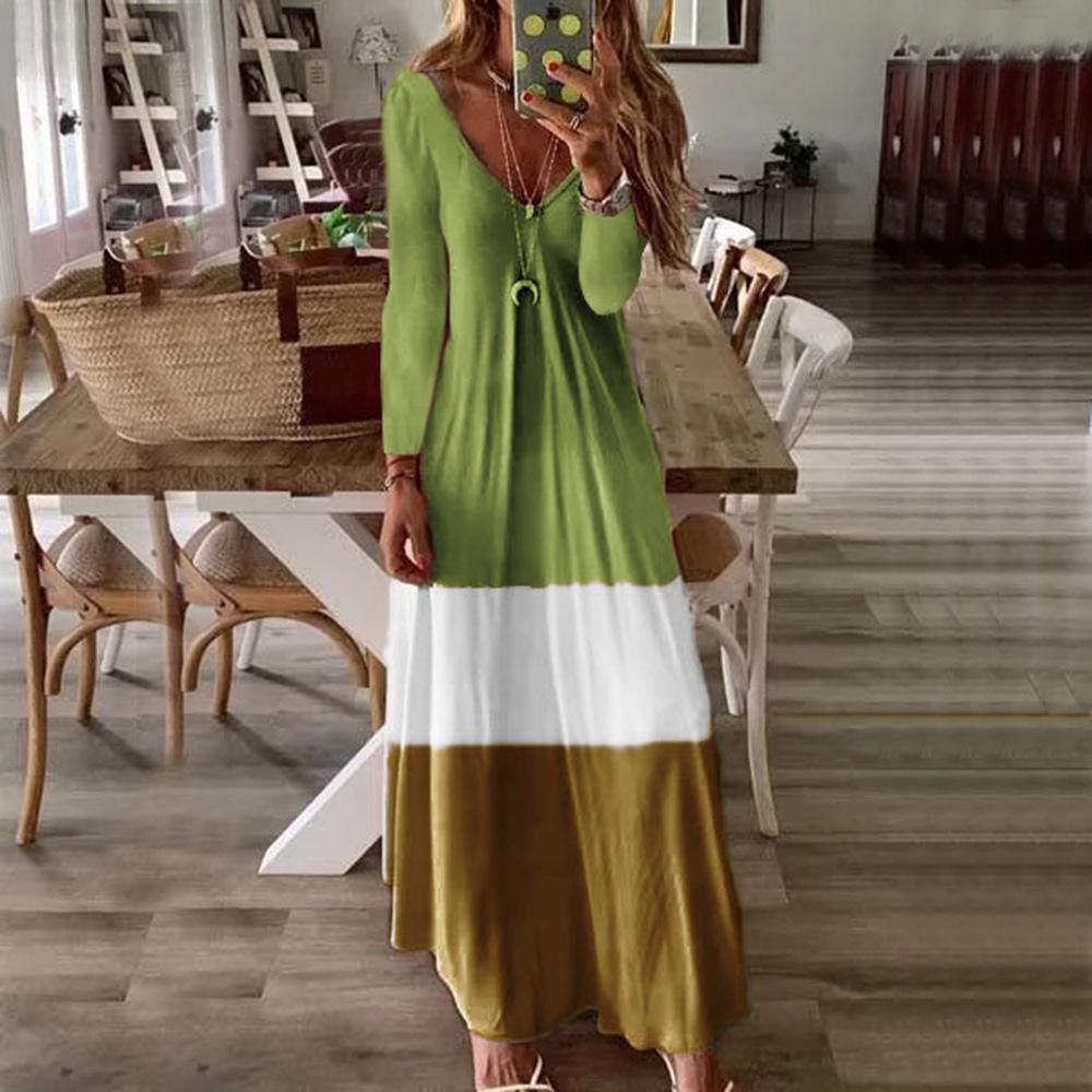 Long Sleeves Plus Sizes Leisure Long Dresses-STYLEGOING