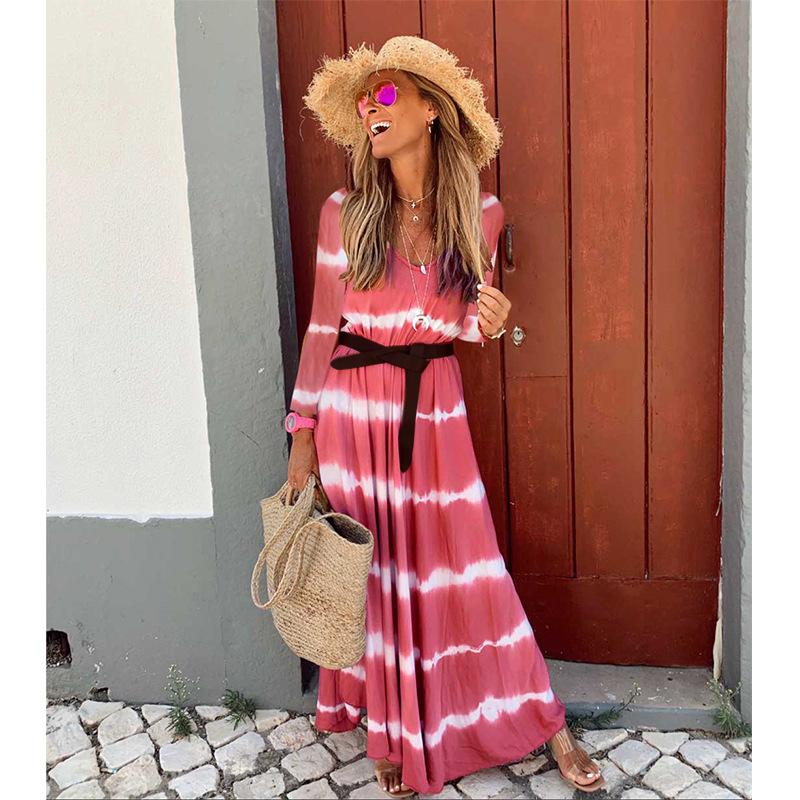 Long Sleeves V Neck Long Dresses-STYLEGOING