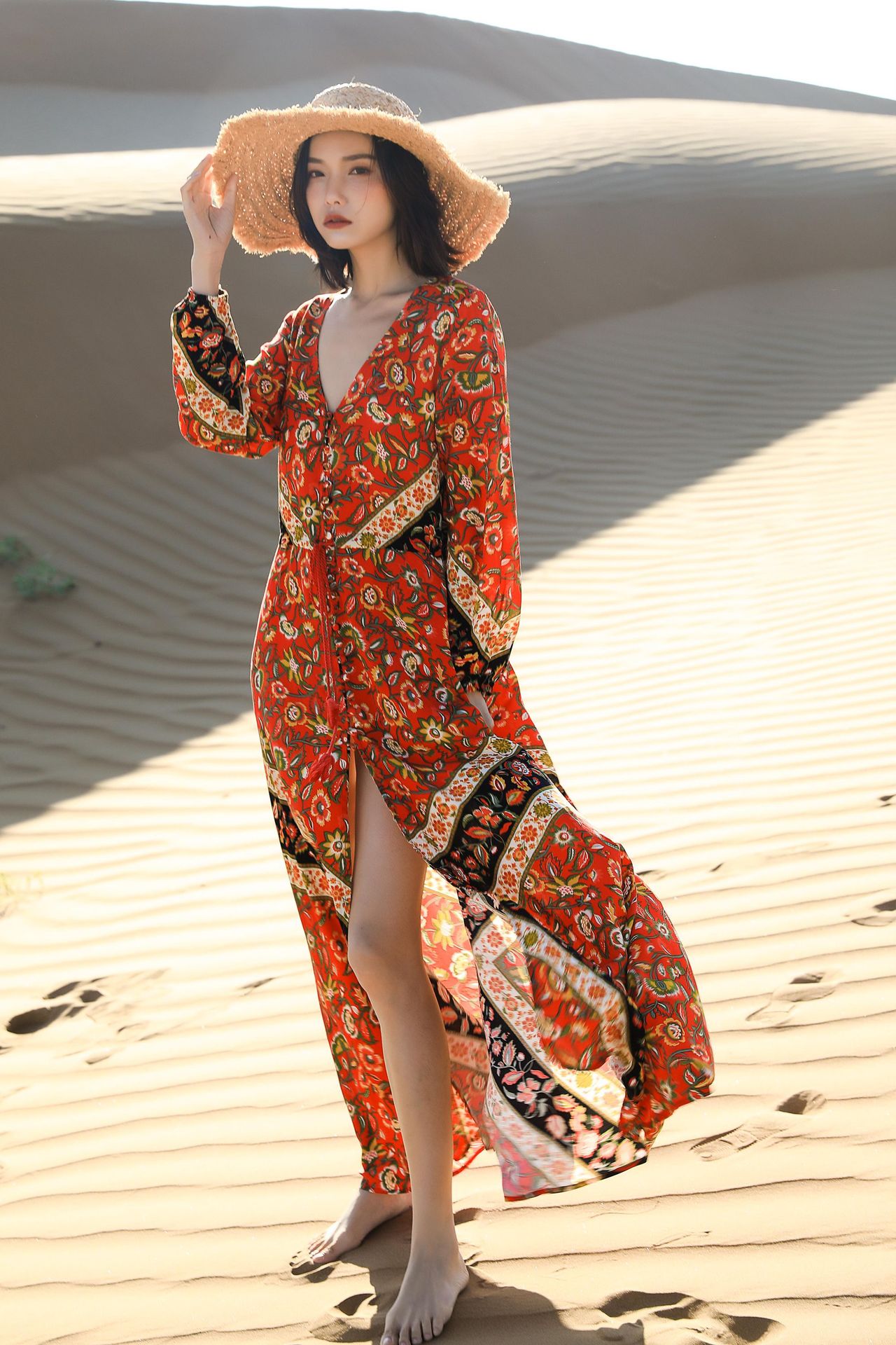 Summer Boho Long Sleeves Beach Dresses