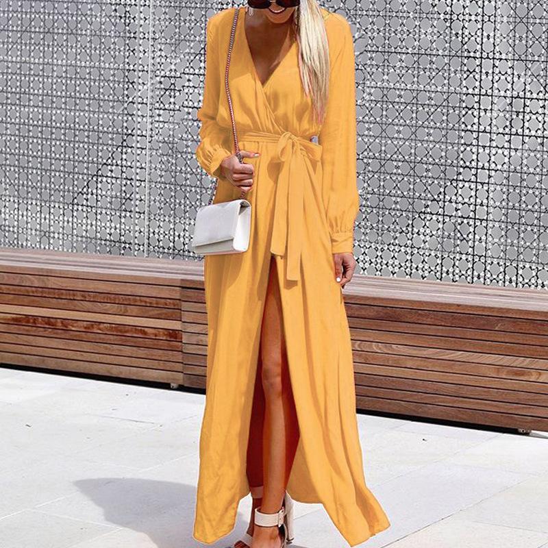 Fashion V Neck Bohemian Long Maxi Dresses-STYLEGOING