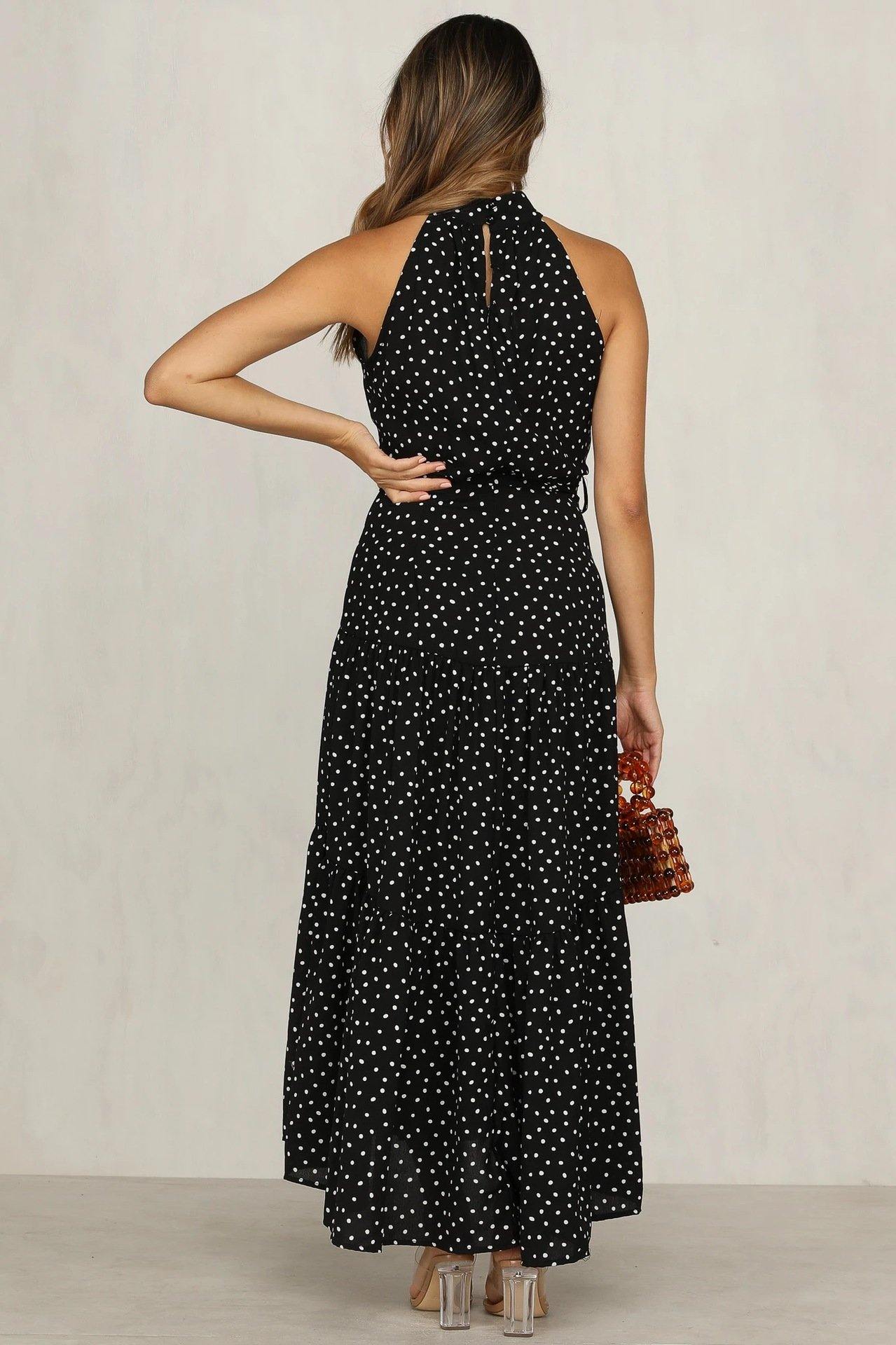 Summer Sleeveless High Neck Ruffled Long Dresses-STYLEGOING