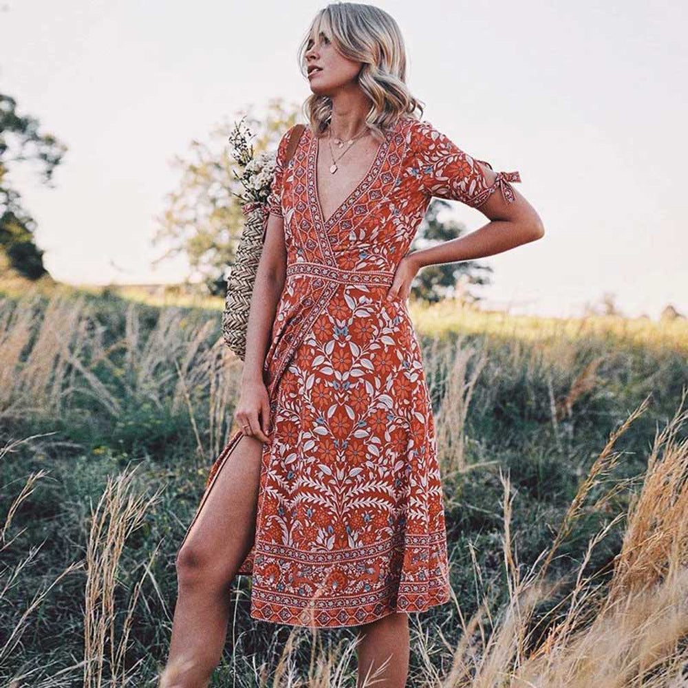 Bohemian Summer Holdiay Women Long Dresses