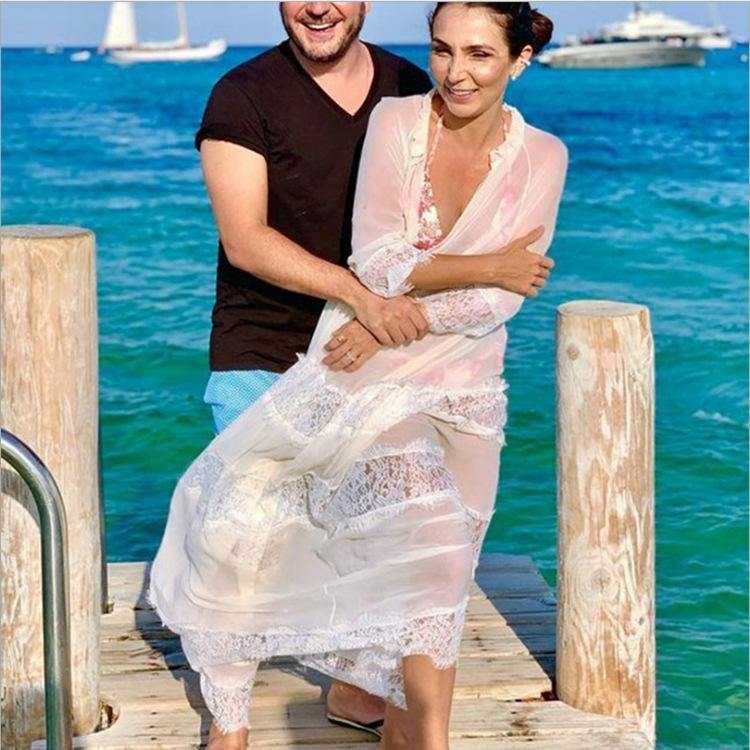 White Long Sleeves Chiffon Beach Cover Ups-STYLEGOING