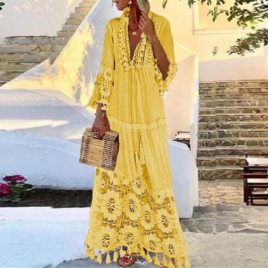 Tassel Summer Beach Bohemia Long Dresses-STYLEGOING