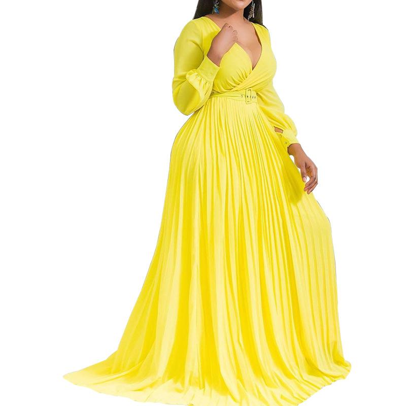 Women V Neck Plus Size Long Dresses-STYLEGOING