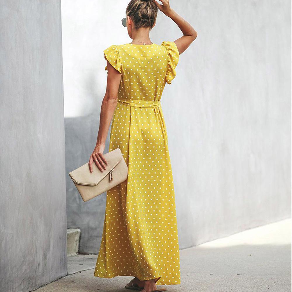 Fashion Summer Dot Print Long Dresses-STYLEGOING