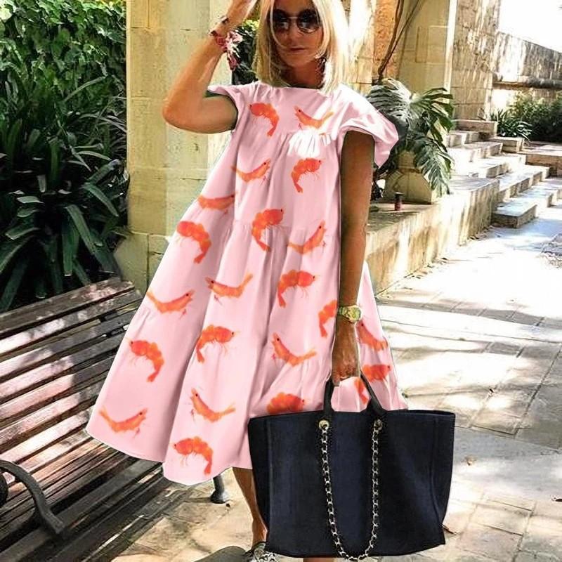 Sweety Floral Print A Line Dresses-STYLEGOING