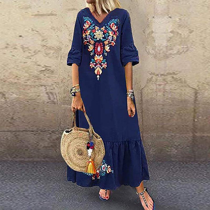 Plus Sizes Short Sleeves Maxi Dresses-STYLEGOING