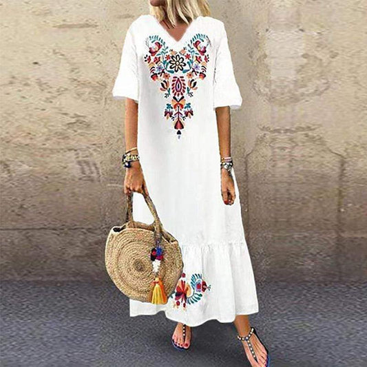 Plus Sizes Short Sleeves Maxi Dresses-STYLEGOING