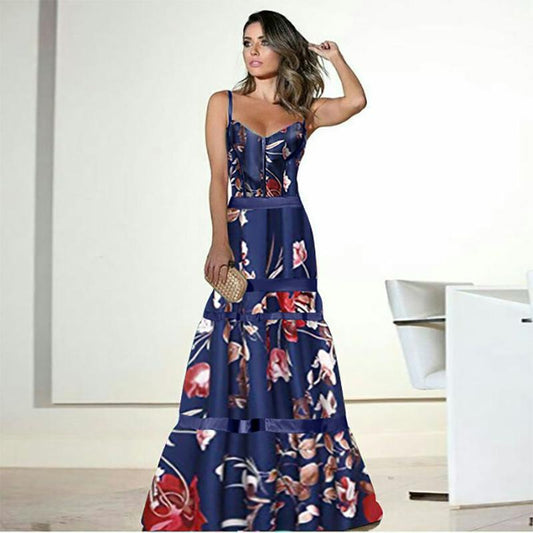 Sexy V Neck Summer Long Dresses-STYLEGOING