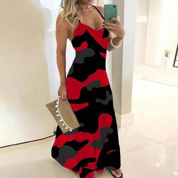 Plus Sizes Camouflage Women Long Dresses-STYLEGOING