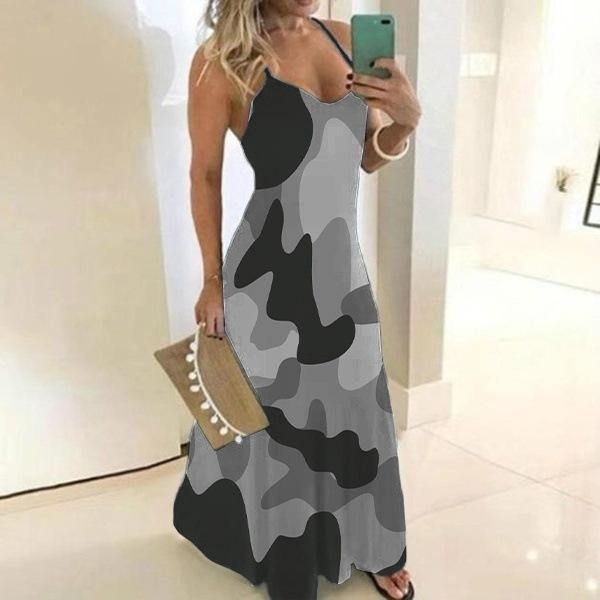 Plus Sizes Camouflage Women Long Dresses-STYLEGOING